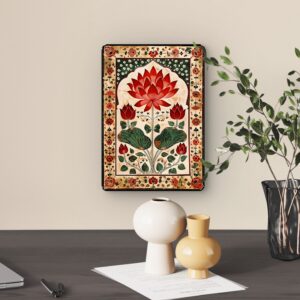 SAF Lotus Floral Mughal Style Wall Art Painting (11x14 Inch)
