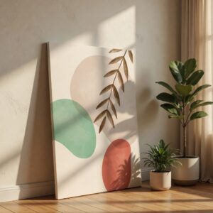 Minimalist Boho Abstract Botanical Leaf Canvas Wall Art Print