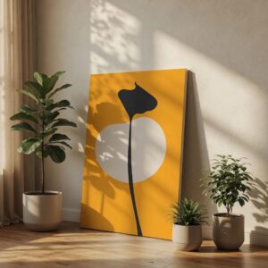 Minimalist Mustard Yellow Abstract Floral Canvas Wall Art Print