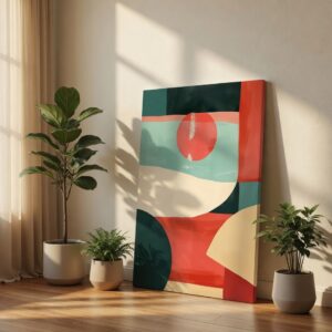Mid-Century Modern Geometric Abstract Canvas Wall Art Print