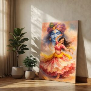 Radha Krishna Devotional Canvas Painting Print for Wall Decor