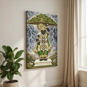 Krishna Govardhan Leela Canvas Painting Religious Wall Art