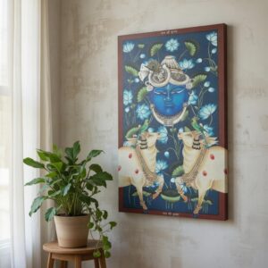 Shrinathji Blue Face Canvas Devotional Wall Art Decor