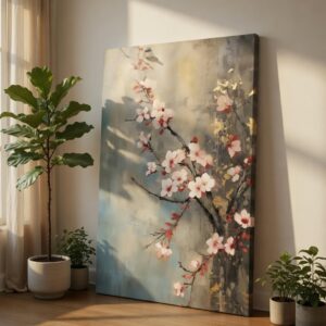 Japanese Cherry Blossom & Birds 3D Textured Canvas Wall Art Print