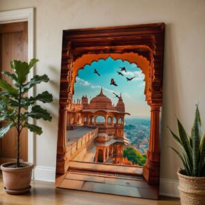 Rajasthani Palace Canvas Wall Art Royal Architecture City View Decor
