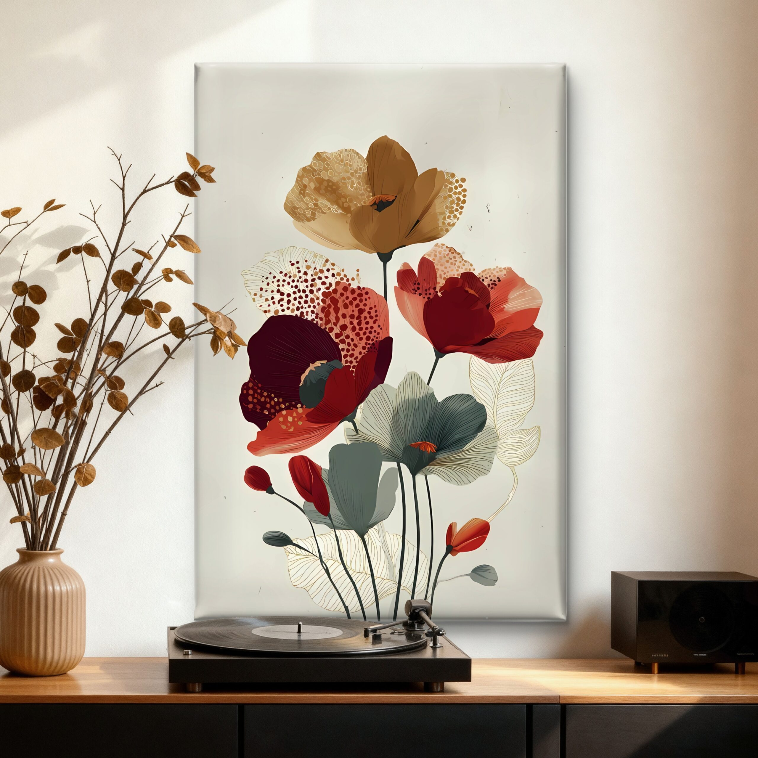 SAF Modern Abstract Floral Canvas Wall Painting | Minimalist Flower Artwork HD Printed Canvas with Wooden Frame | Living Room Bedroom Aesthetic Home Decor Gift - Image 3