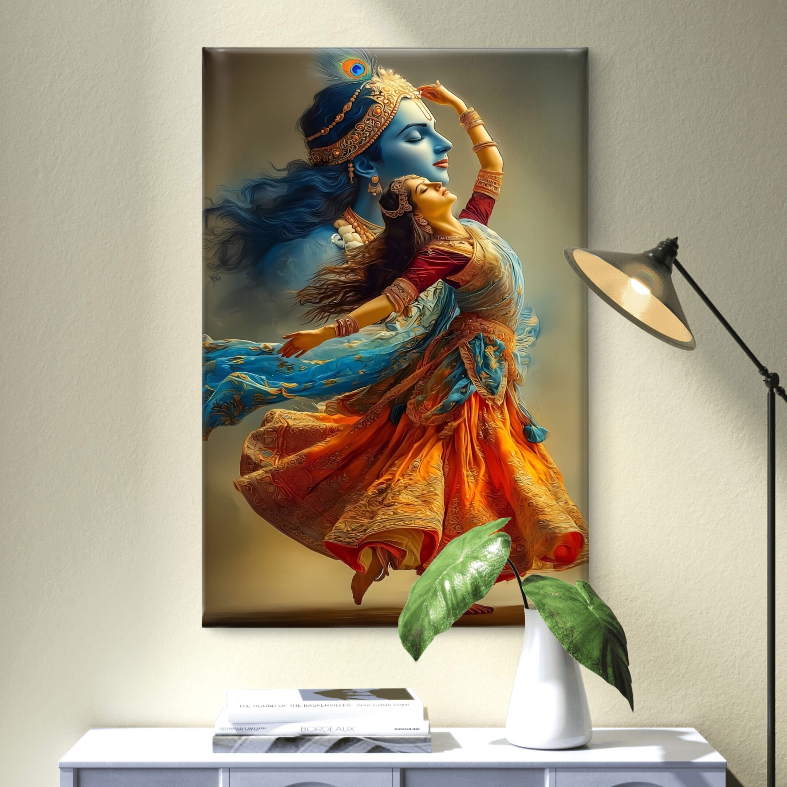SAF Divine Radha Krishna Dancing Canvas Wall Art Vibrant Spiritual Painting Print Modern Hindu Deity Wall Decor for Living Room Bedroom Puja Room Religious Gift - Image 4