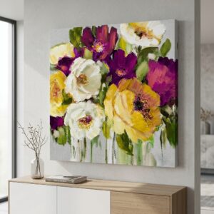 SAF Colorful Floral Canvas Painting Wall Art | Abstract Flower Bouquet Artwork for Living Room Bedroom Office Decor | Premium HD Print Modern Wall Decoration Aesthetic Gift Item