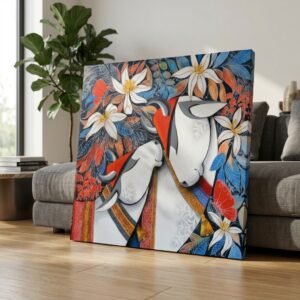 SAF Abstract Elephant Canvas Painting Wall Art | Colorful Floral Elephant Artwork for Living Room Bedroom Office Decor | Premium HD Print Textured Modern Wall Decoration Gift Item