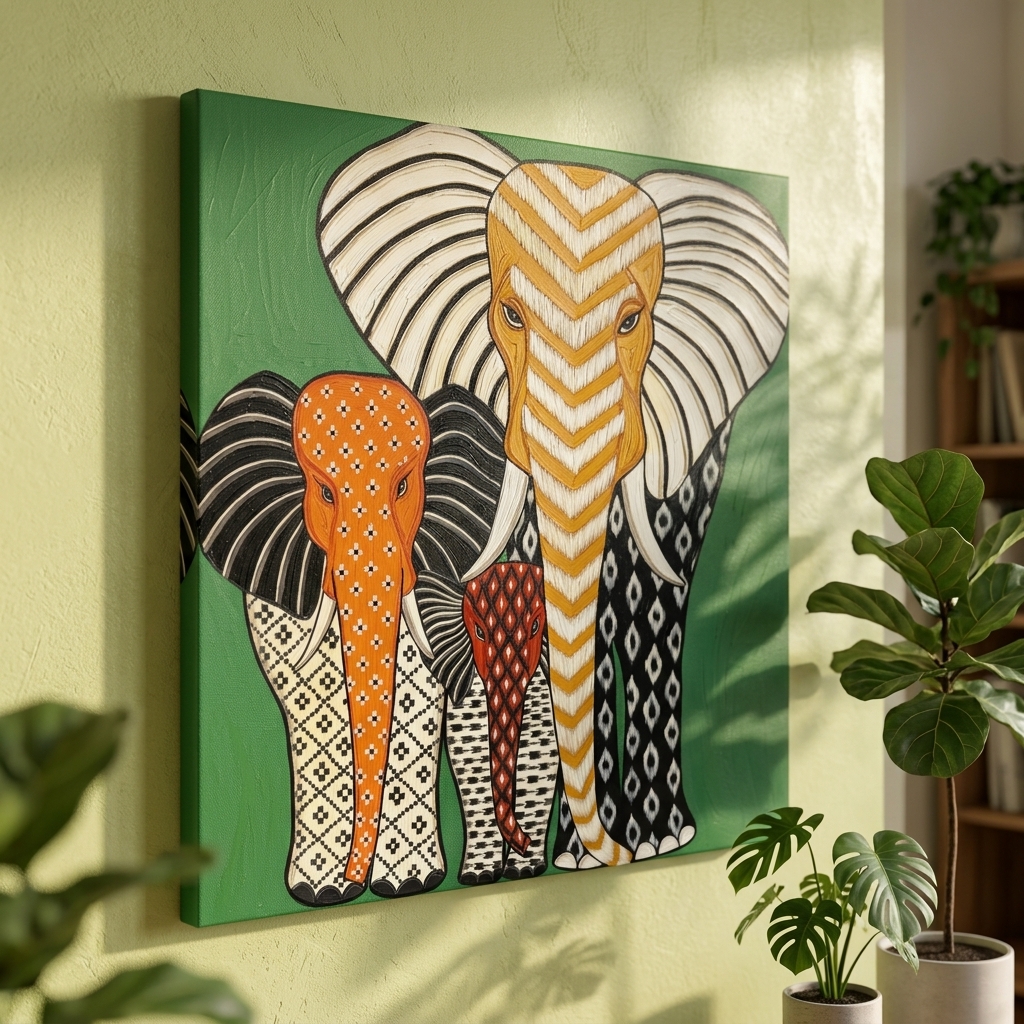 SAF Modern Elephant Family Canvas Painting Wall Art | Abstract Boho Animal Artwork for Living Room Bedroom Office Decor | Premium HD Print Ready to Hang Home Decoration Gift - Image 5