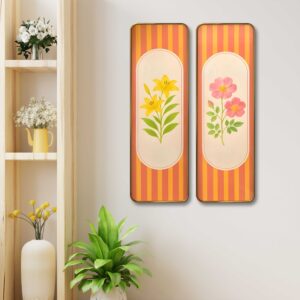 Modern Floral MDF Wall Panel Set of 2 | Premium Sparkle Finish Nature Wall Decor