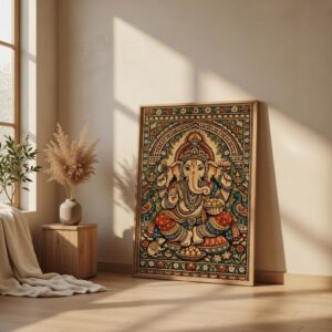 Hindu Deity & Traditional Indian Wall Painting Collection with Premium Synthetic Wooden Frame | HD Print with Sparkle Lamination for Living Room Pooja Room Office