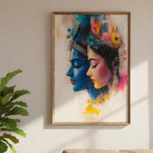 Radha Krishna Devotional & Yantra Wall Painting Collection with Premium Synthetic Wooden Frame | HD Print with Sparkle Lamination for Living Room Bedroom Pooja Room