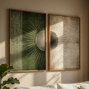 Modern Abstract Textured Wall Painting Set of 2 with Premium Synthetic Wooden Frame | HD Print with Sparkle Lamination for Living Room Bedroom Office Decor