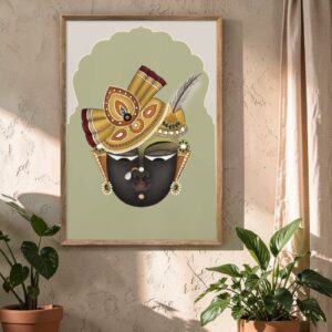 Shrinathji & Krishna Pichwai Wall Painting Collection with Premium Synthetic Wooden Frame | HD Print with Sparkle Lamination for Living Room Bedroom Pooja Room