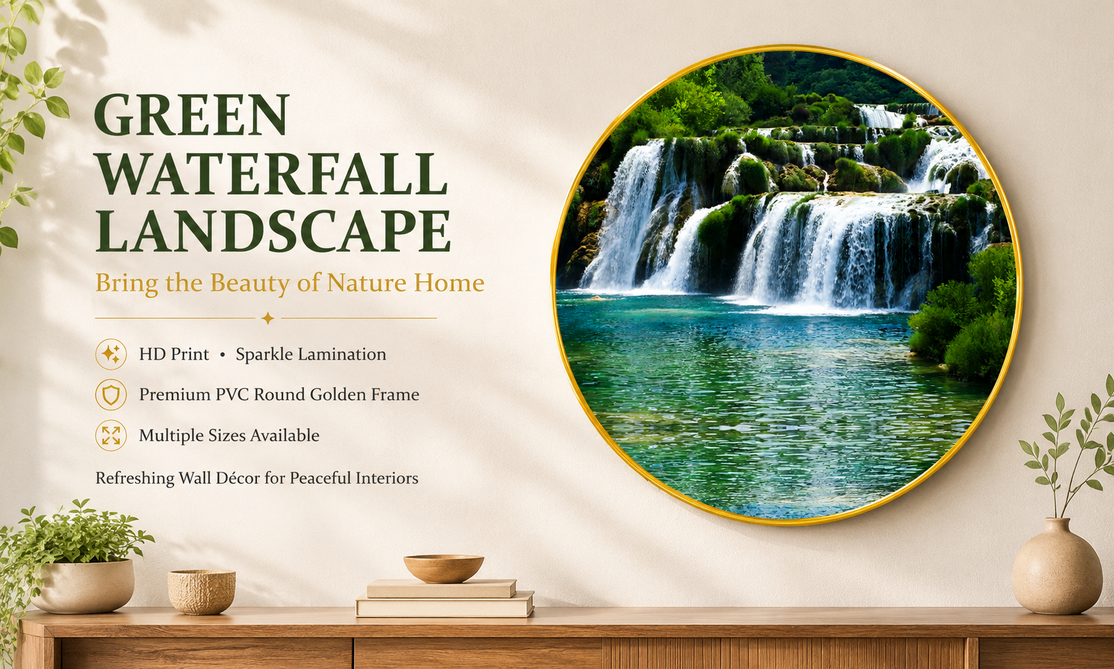 Green Waterfall Landscape banner