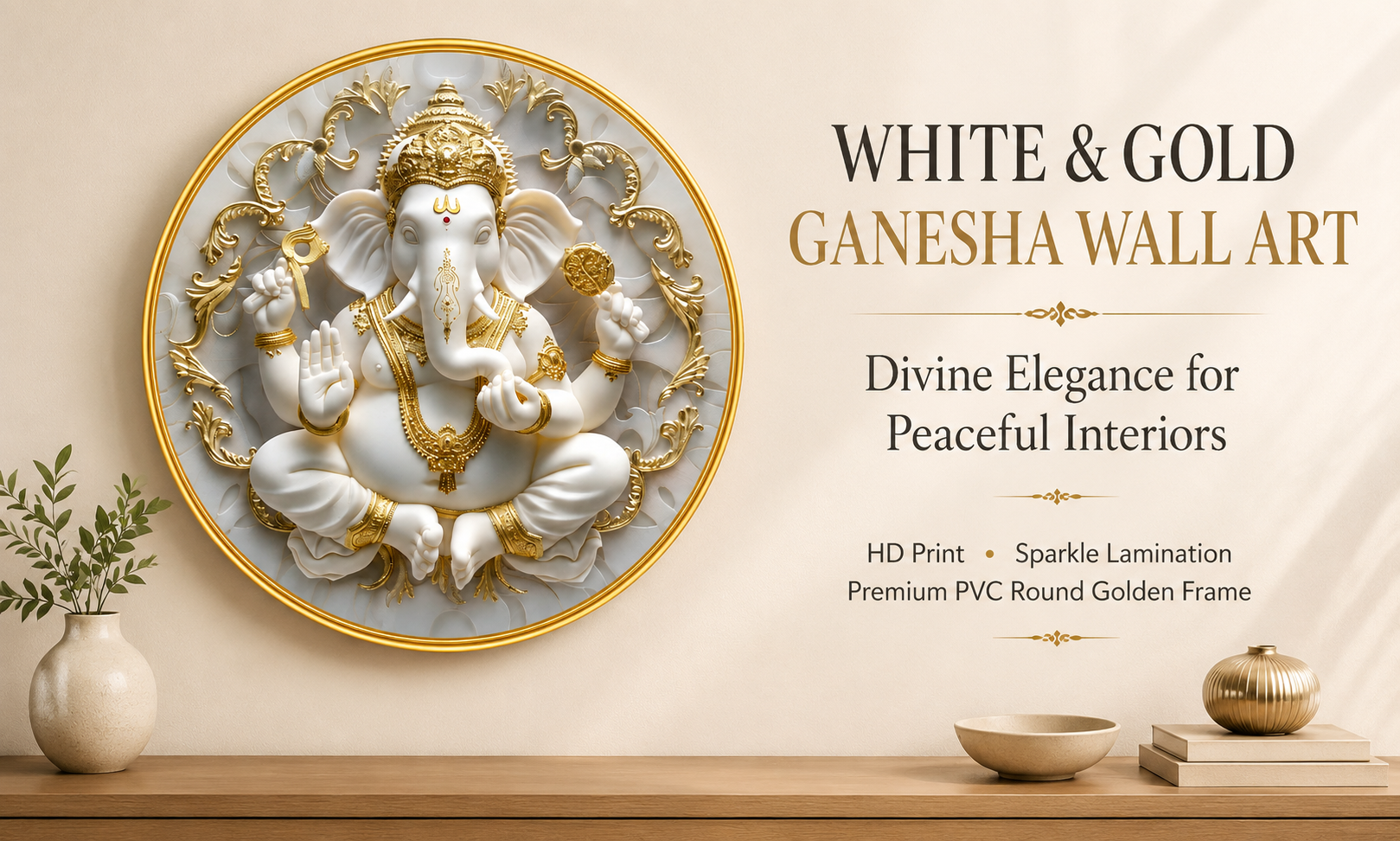 White & Gold Lotus Ganesha banner