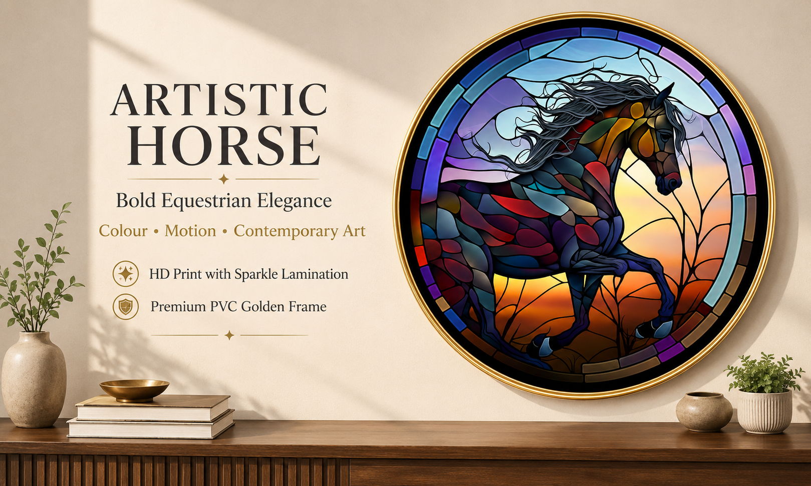 Artistic Stained-Glass-Inspired Horse Artwork banner