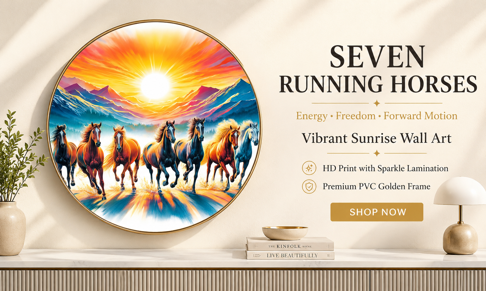 Seven Running Horses Sunrise Mountain Artwork banner
