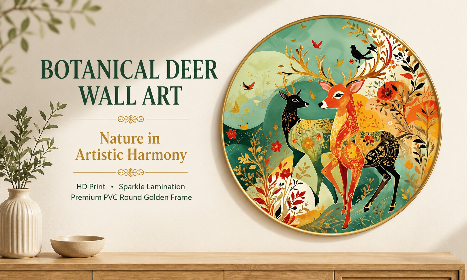Botanical Deer & Birds Artwork banner