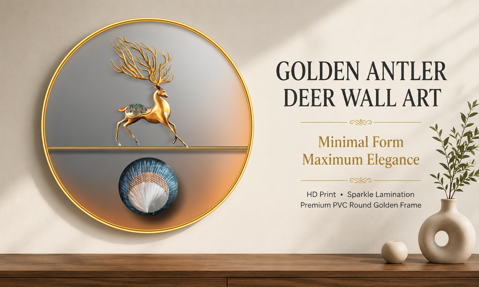 Minimalist Golden Antler Deer Artwork banner
