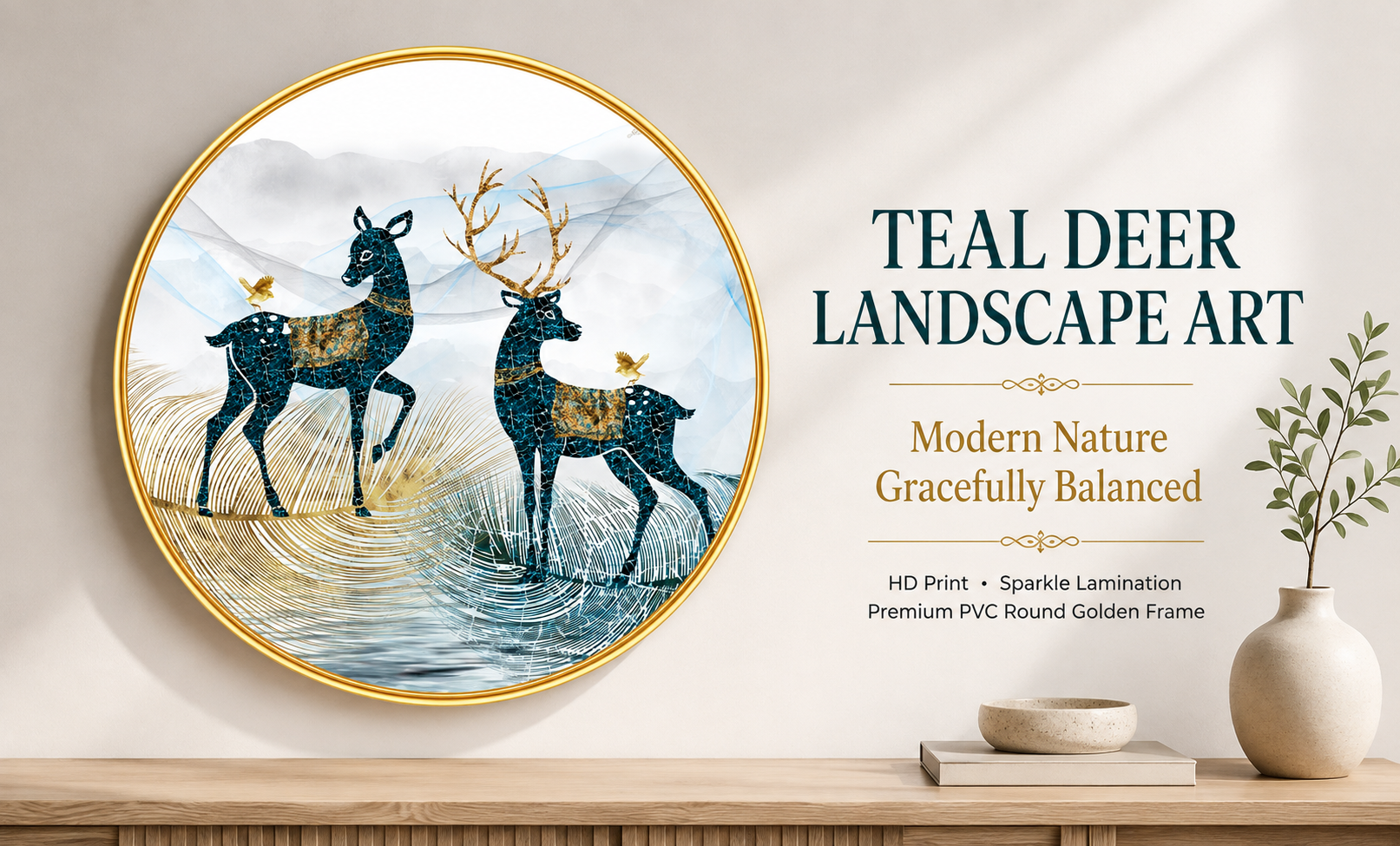 Teal Deer Pair Abstract Landscape banner