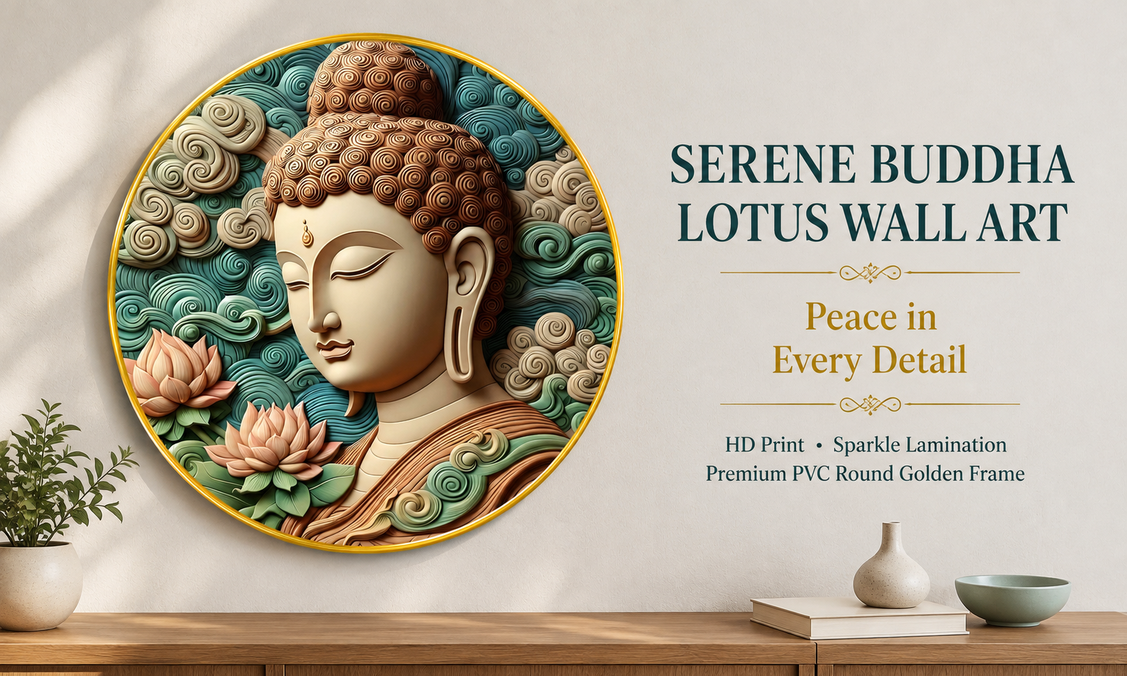 Serene Buddha with Lotus & Artistic Clouds banner