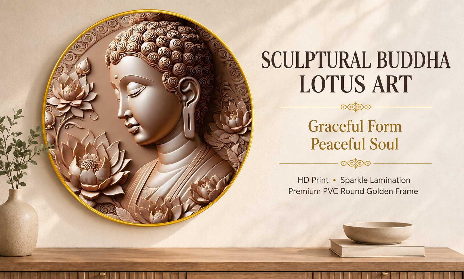 Sculptural Buddha with Lotus Flowers banner