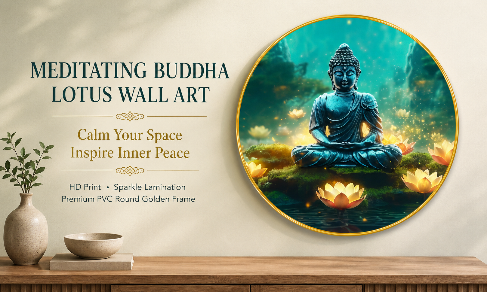 Meditating Buddha with Glowing Lotus banner