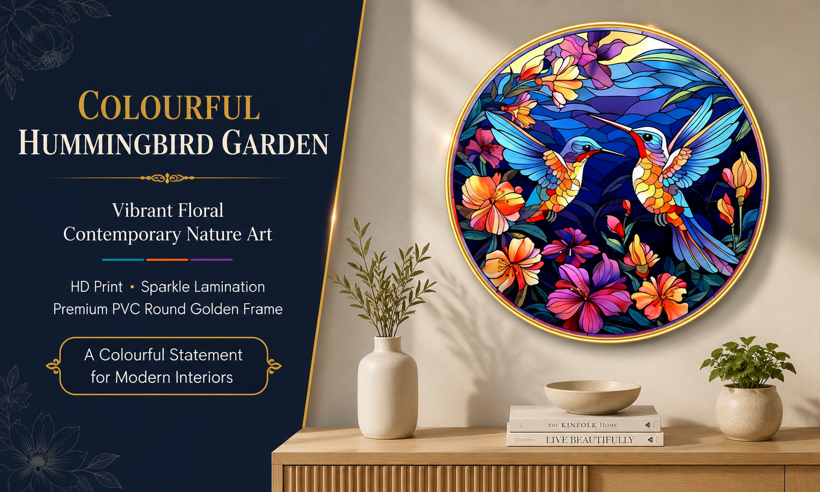 Colourful Hummingbird Floral Garden banner