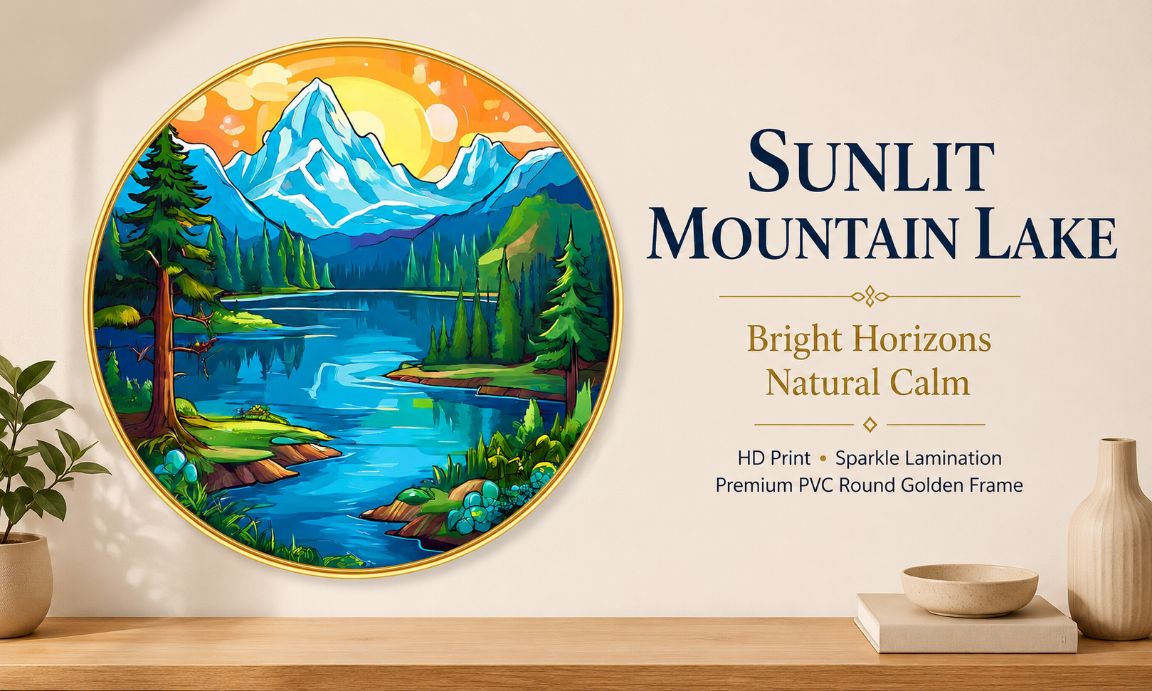 Sunlit Mountain Lake Landscape banner