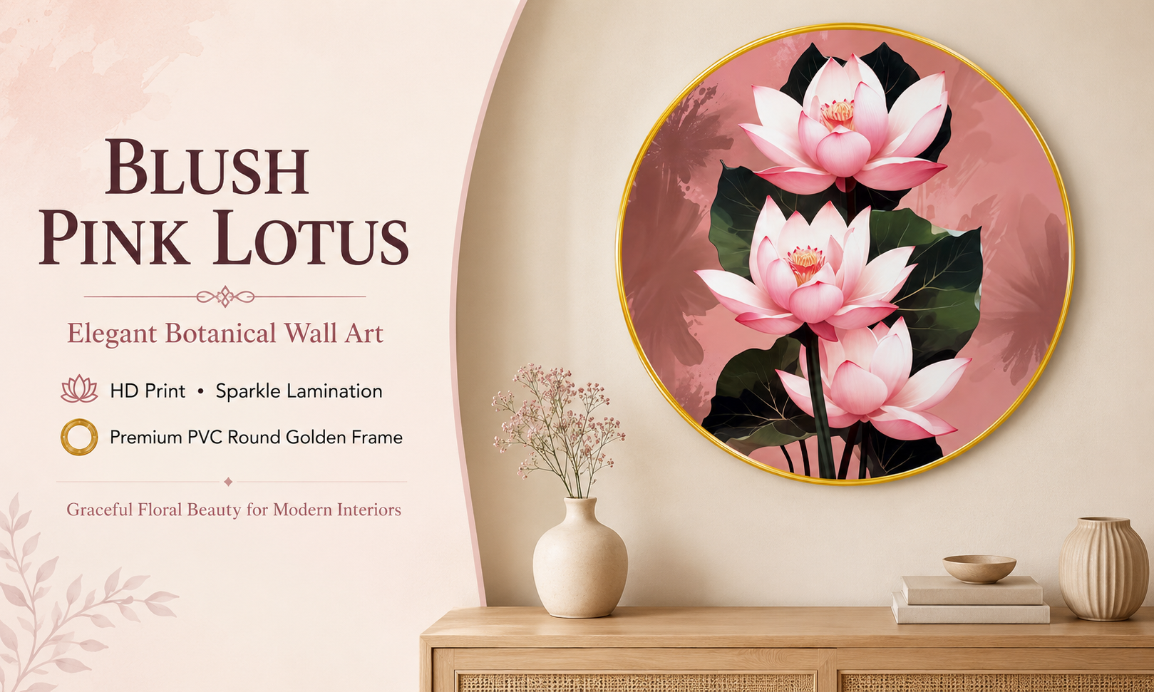 Blush Pink Lotus Floral banner