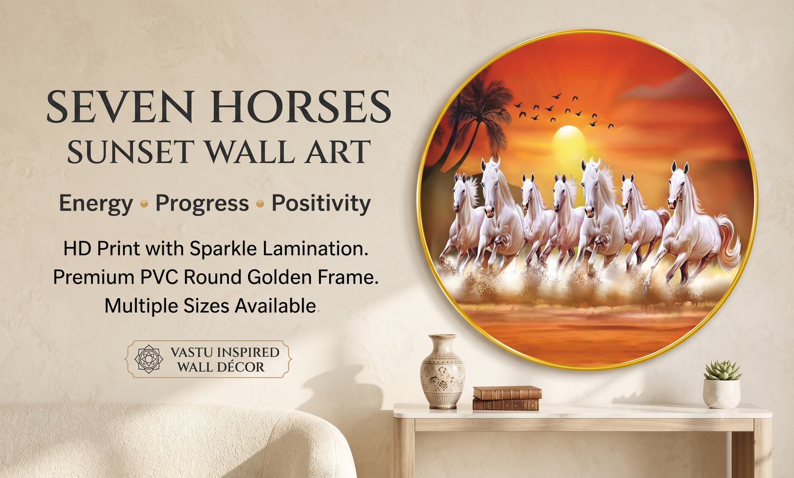 Seven Horses Orange Sunset Landscape banner