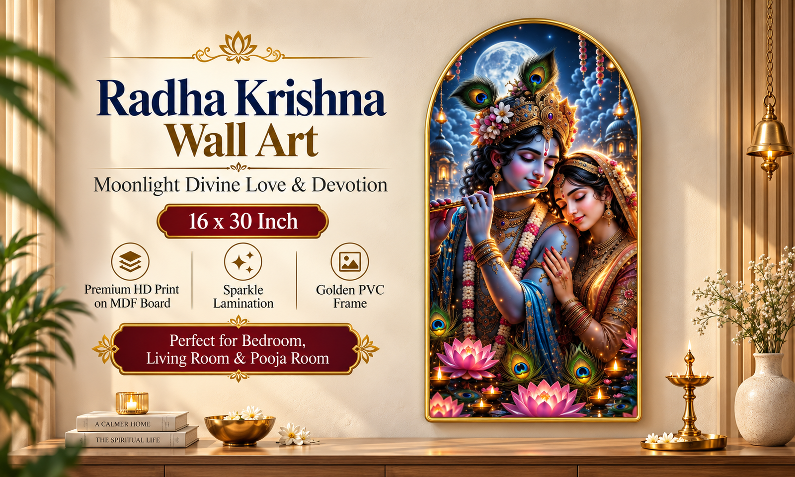 Radha Krishna Moonlight Divine Love banner