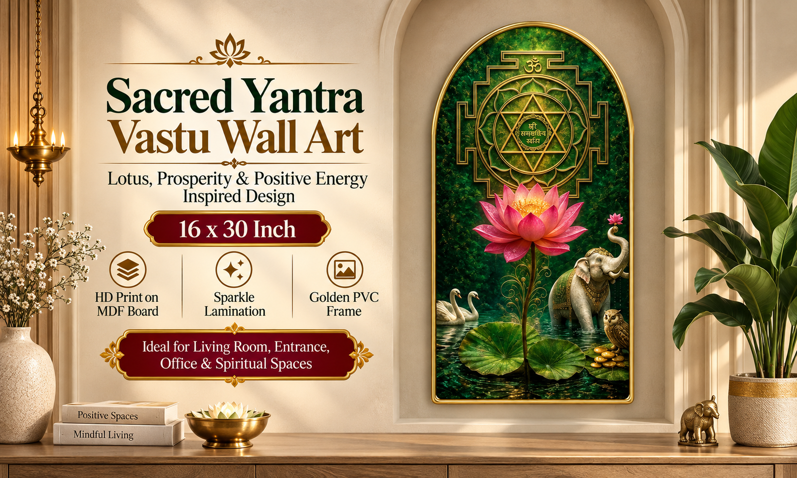 Sacred Yantra, Lotus & Prosperity Motifs banner