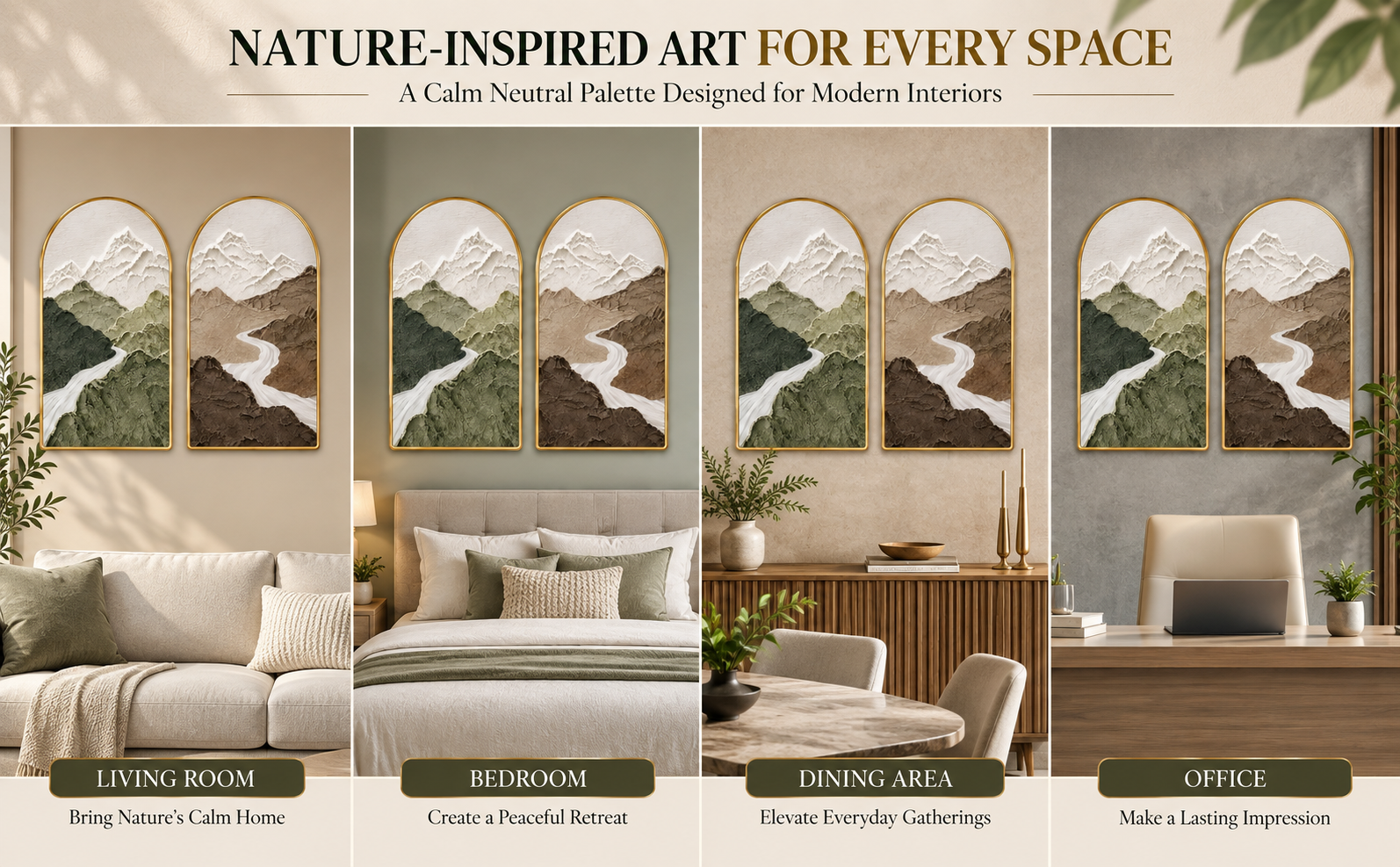 Mountain Arched Wall Paintings in living room bedroom dining area and office
