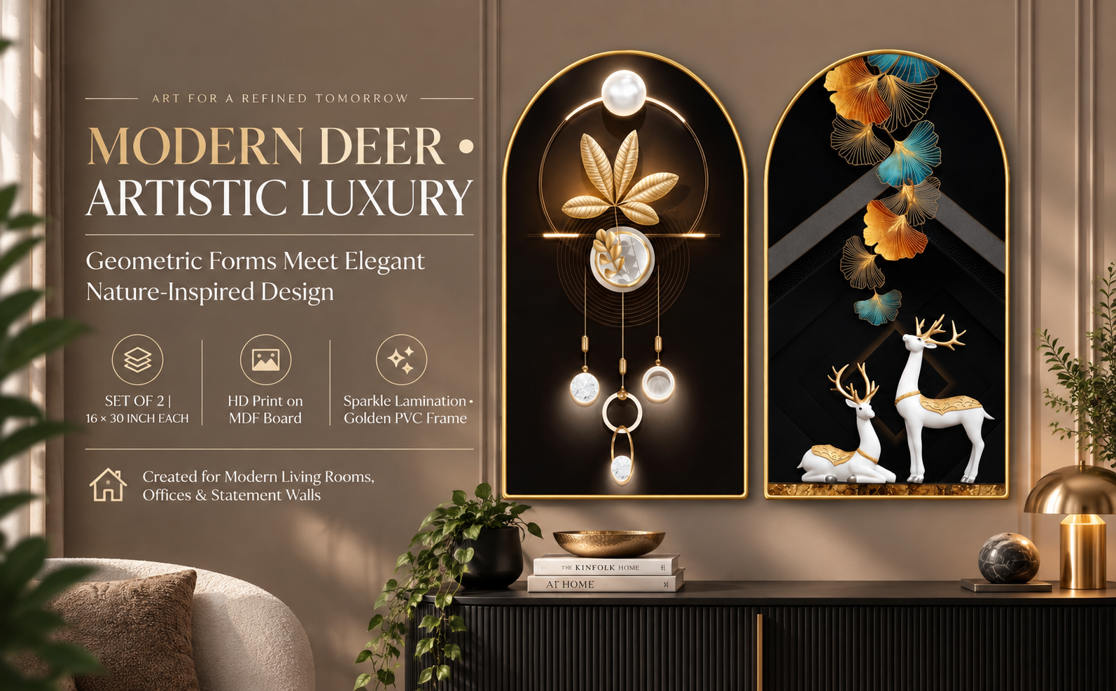 Modern Geometric Deer & Botanical Wall Art banner