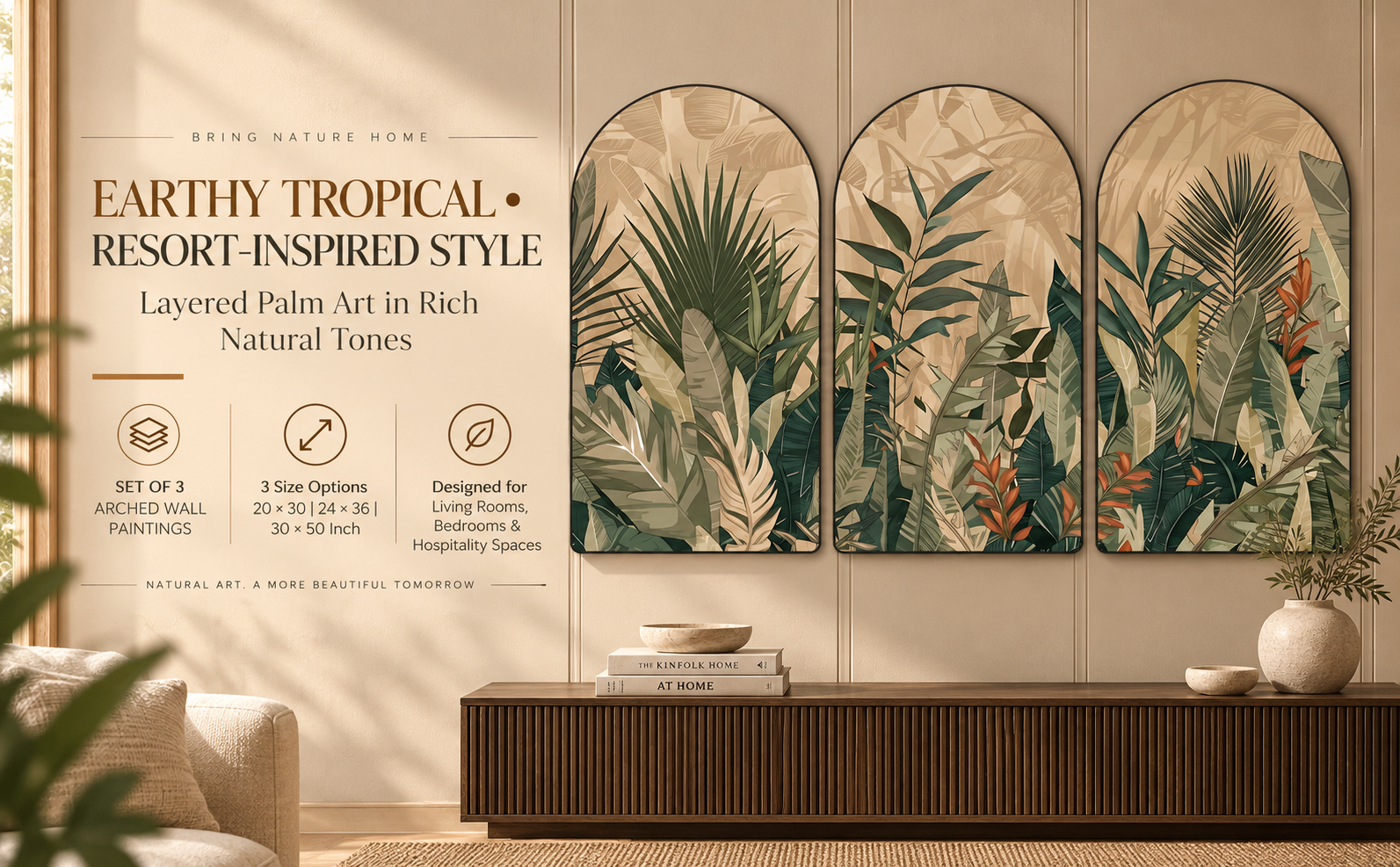 Earthy Tropical Palm Garden banner