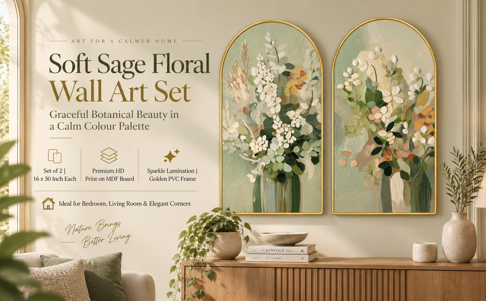 Soft Sage Floral Botanical Wall Art banner