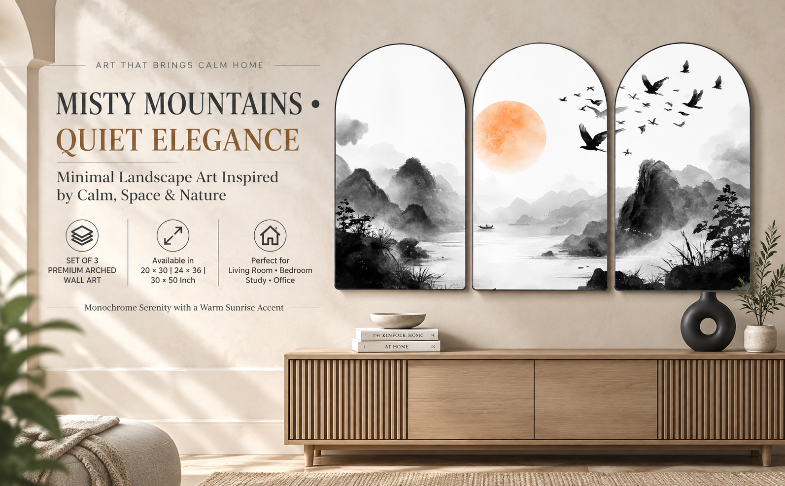Misty Mountain Ink Wash Landscape banner