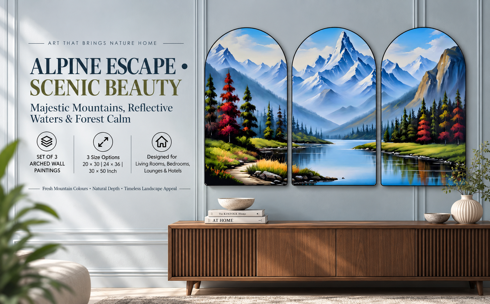 Alpine Mountain Lake & Forest Landscape banner