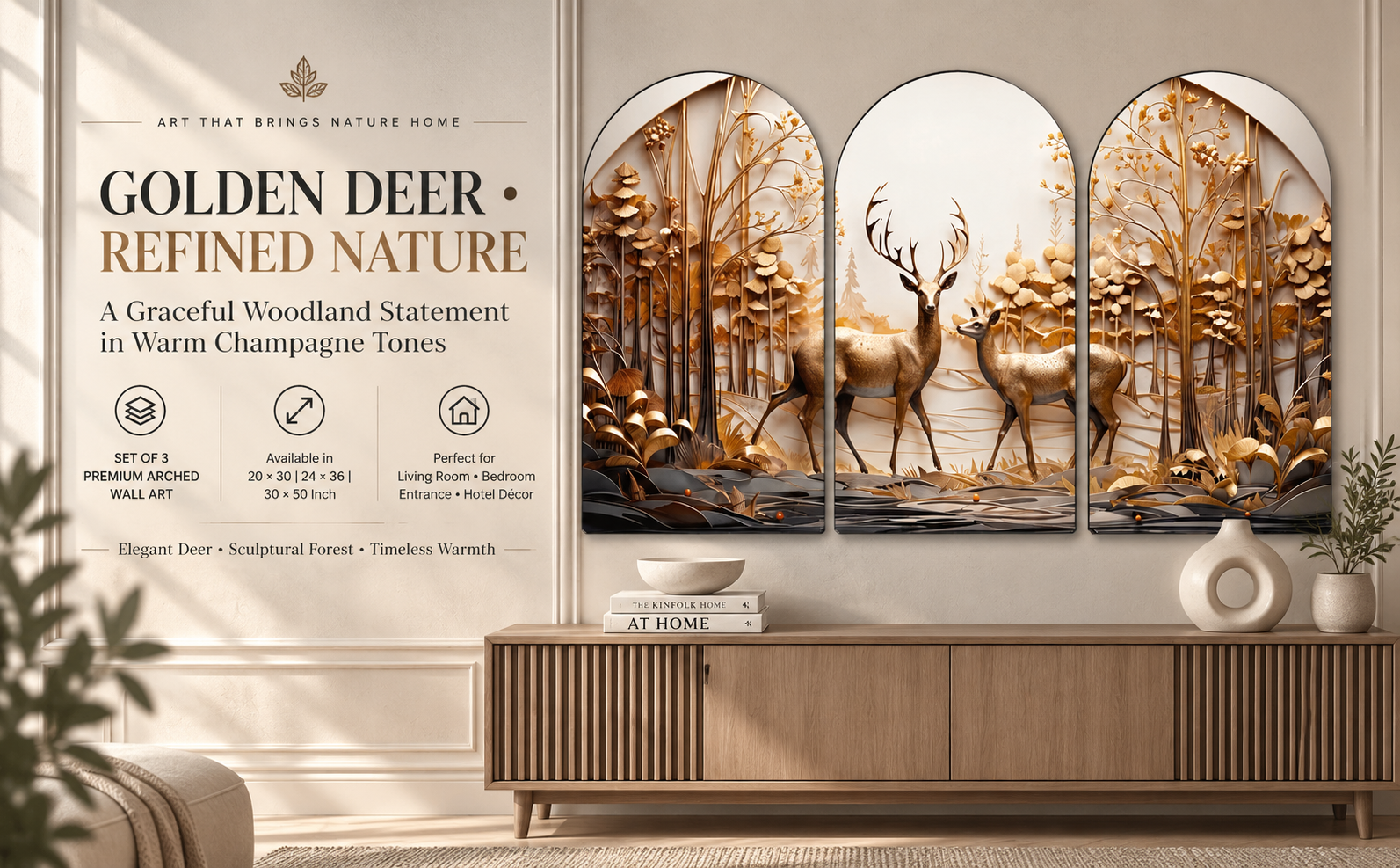 Champagne Golden Deer Forest banner