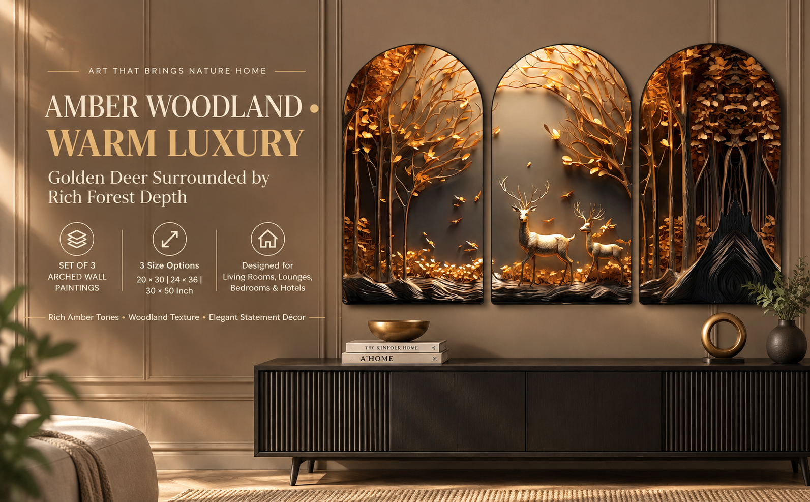 Amber Woodland Deer Scene banner