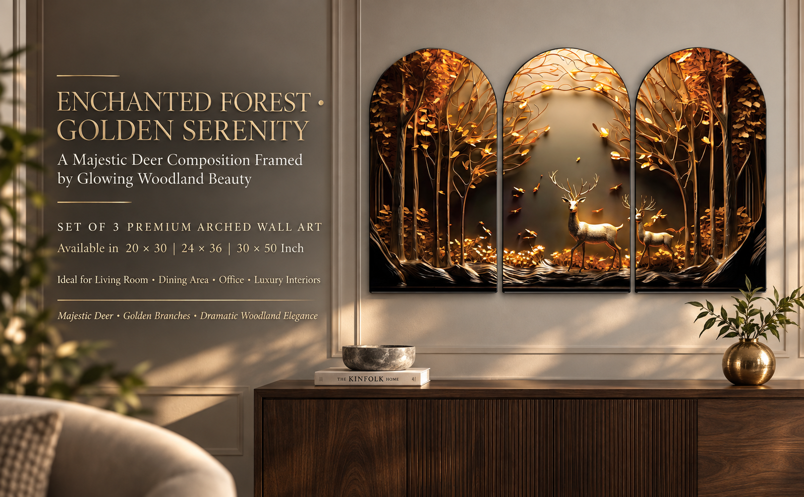 Enchanted Golden Deer Forest banner