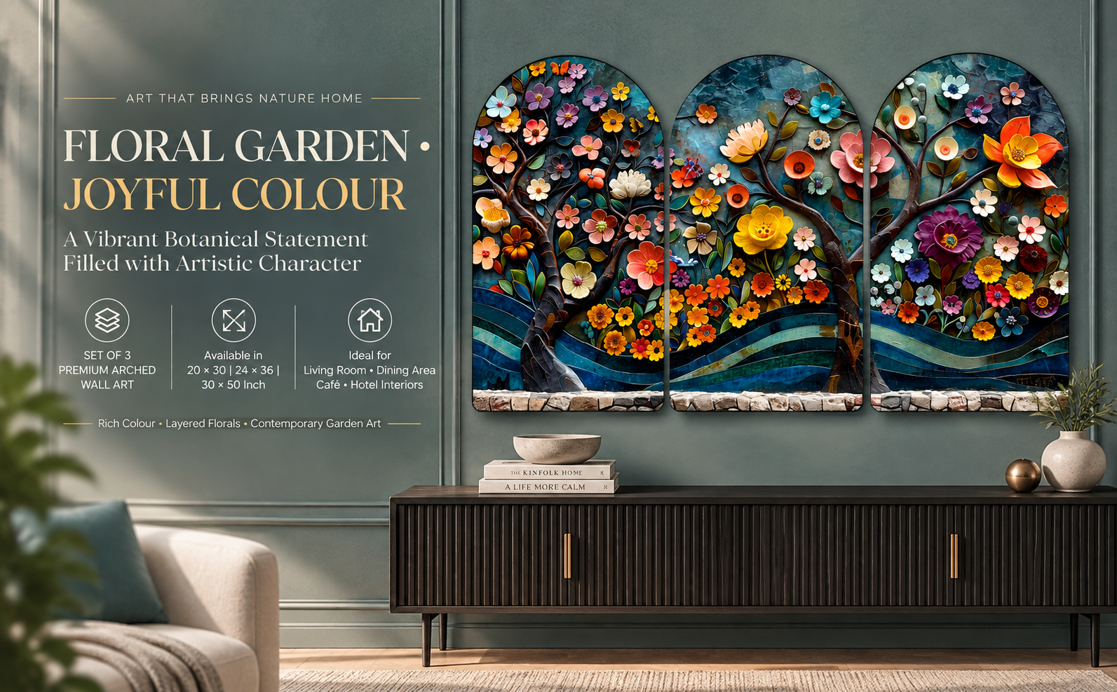 Colourful Floral Tree & Garden Art banner