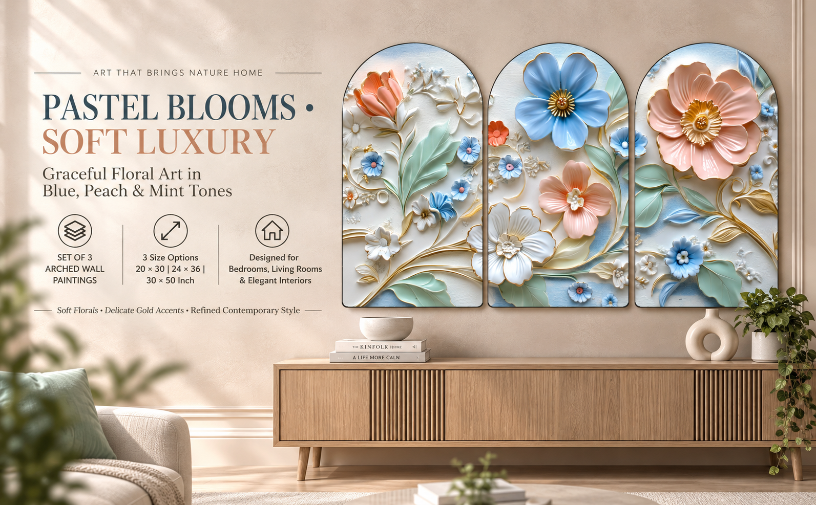 Pastel Sculptural Floral Wall Art banner