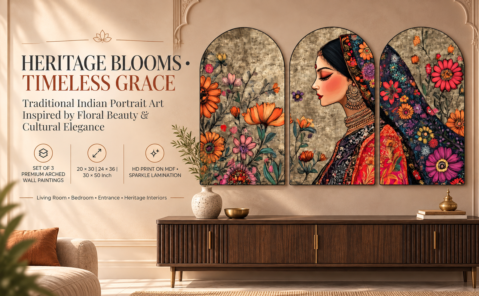 Traditional Indian Woman Floral Portrait banner