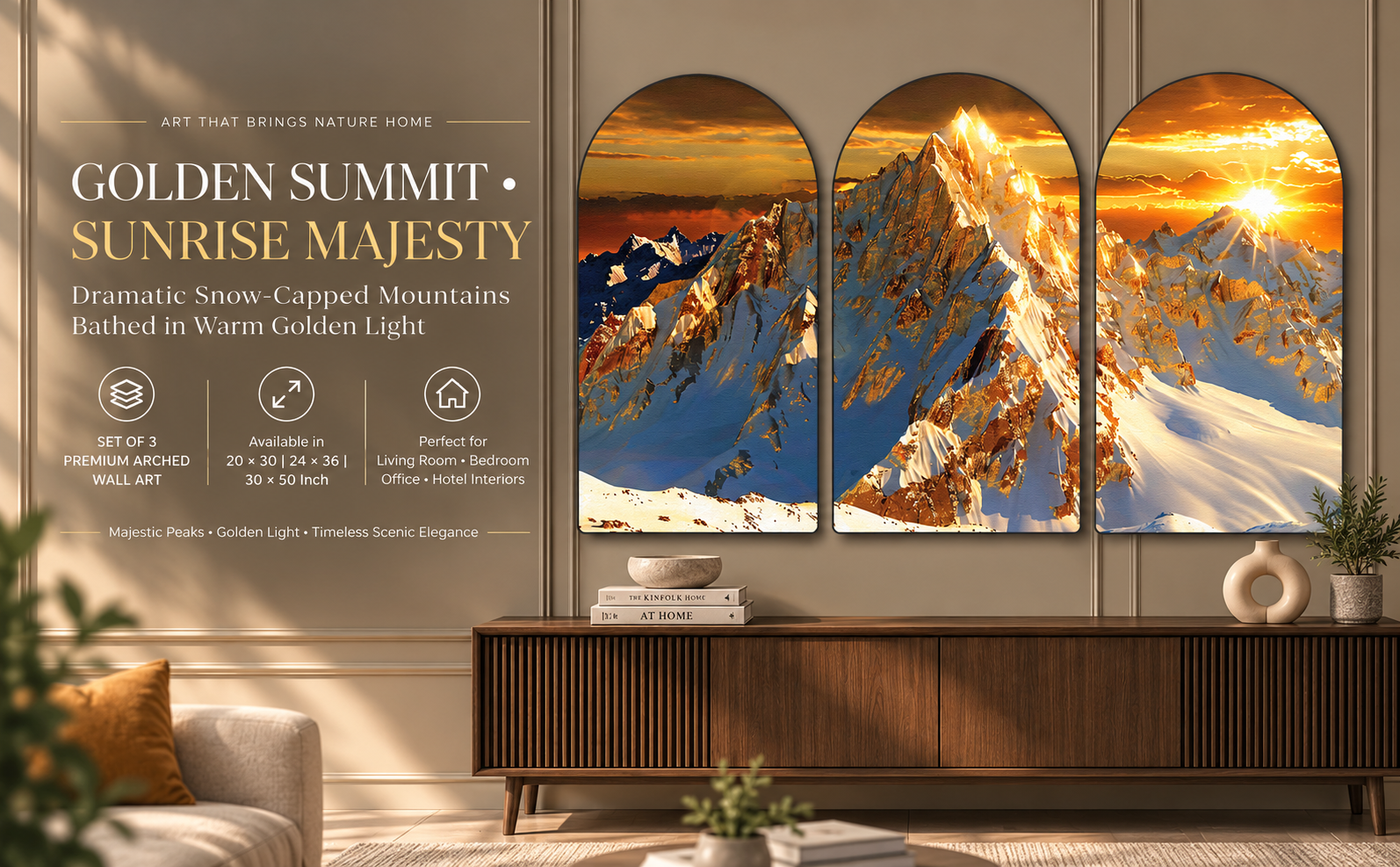 Golden Sunrise Snow Mountain Landscape banner