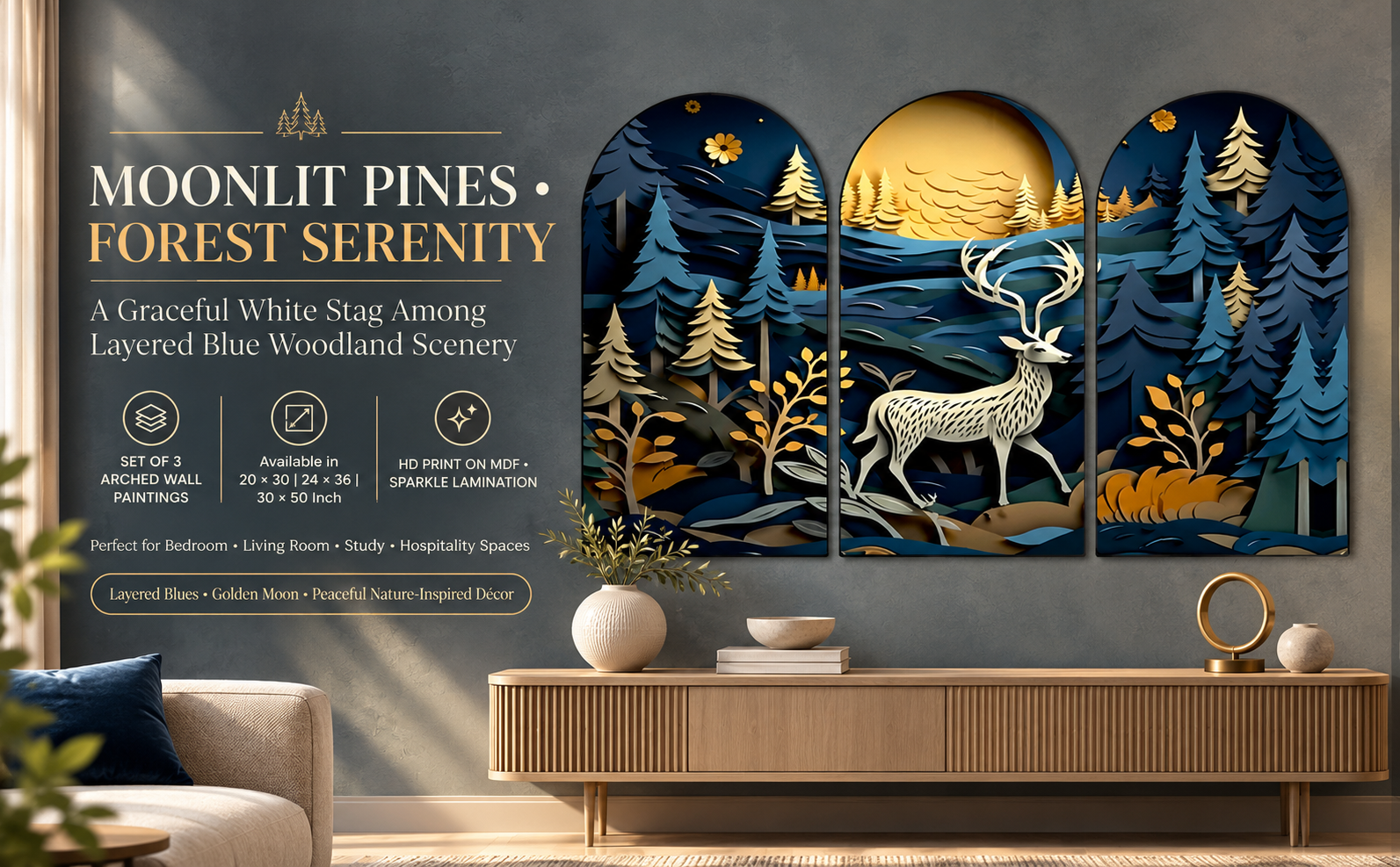 Blue Pine Forest & White Stag banner