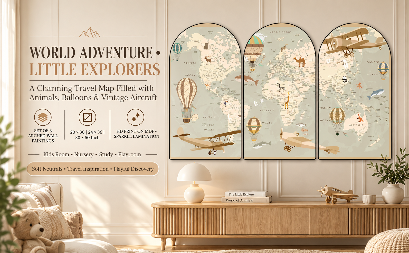 Vintage Beige World Adventure Map banner